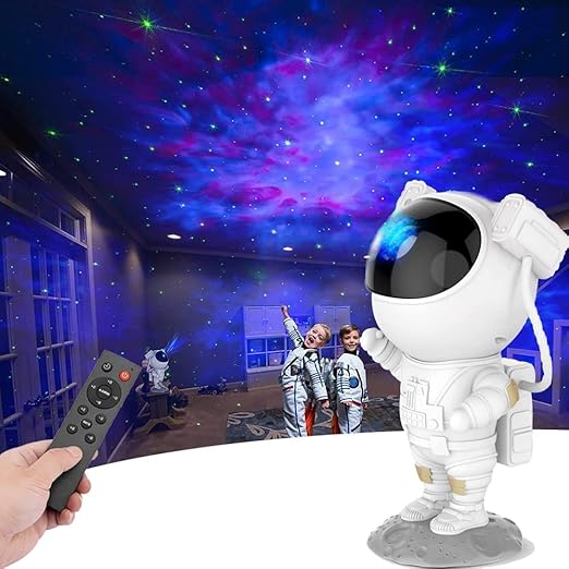 Astronaut Galaxy Projector with Remote Control - 360° Adjustable Timer Kids Astronaut Nebula Night Light, for Gifts,Baby Adults Bedroom, Gaming Room, Home and Party (Corded Electric)