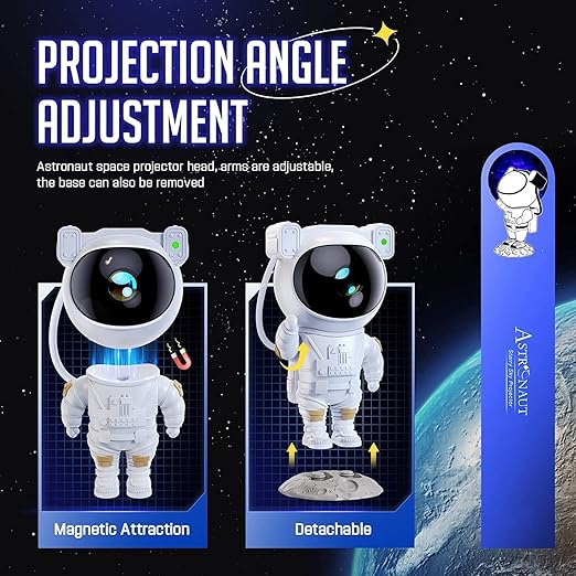 Astronaut Galaxy Projector with Remote Control - 360° Adjustable Timer Kids Astronaut Nebula Night Light, for Gifts,Baby Adults Bedroom, Gaming Room, Home and Party (Corded Electric)